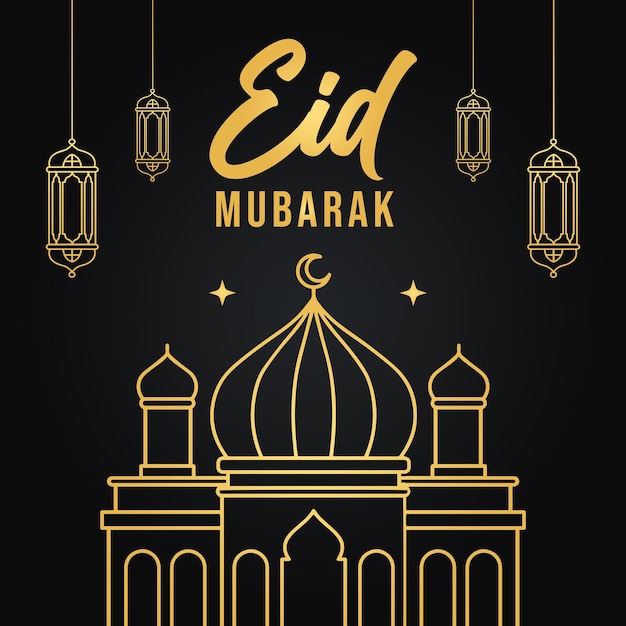 traditionelle Eid Mubarak Festkarte mit islamischer Dekoration