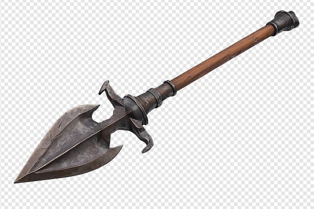 Traditionelle Fischerharpune mit isolierten Klingen mit isolierten Blättern auf durchsichtigem Hintergrund