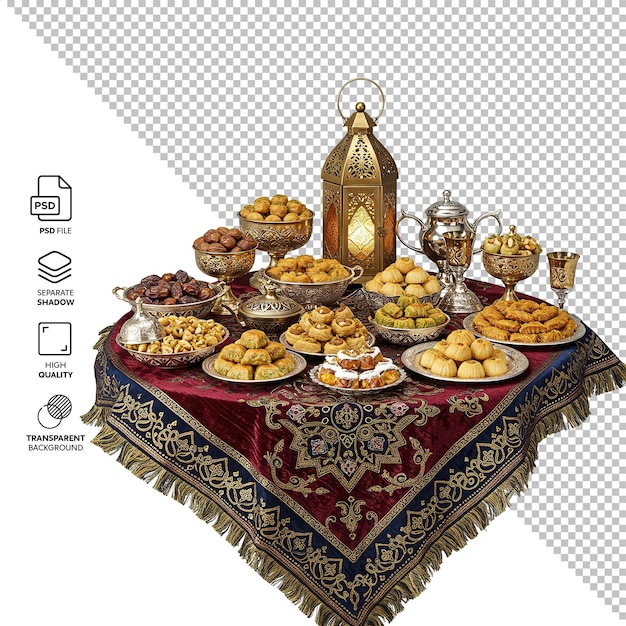 Traditionelle Ramadan-Esstischgestaltung