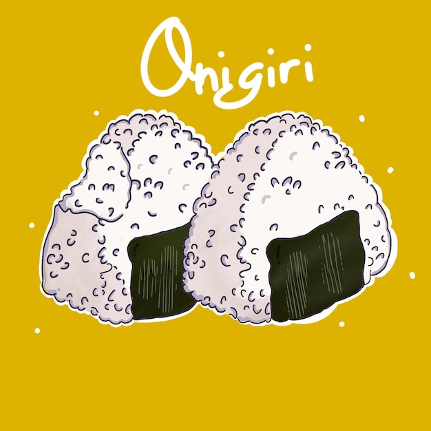 traditionelles japanisches Essen Onigiri Illustration Handzeichnung
