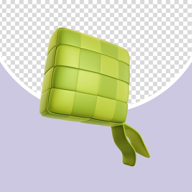 Traditionelles reisgericht ketupat 3d-renderelement in grün