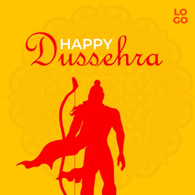 Tradizionale indiano Dussehra e felice festival di Dussehra sfondo giallo