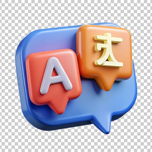 Traducción de idiomas en 3D en Speech Bubble Aprendizaje electrónico y educación concepto de cursos de idiomas Diccionario Comunicación multilingüe Vector moderno y de moda en estilo 3D