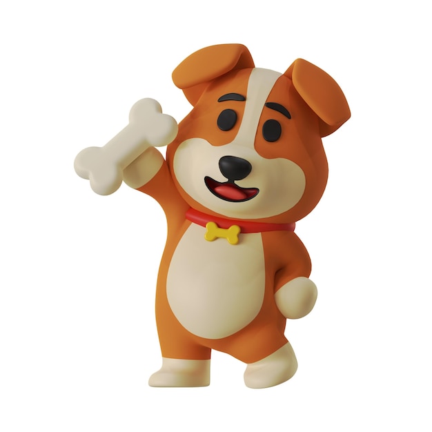 Trae la mascota de Dog Bone, el animal en 3D.