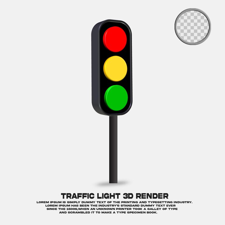PSD traffic light illustration 3d render psd