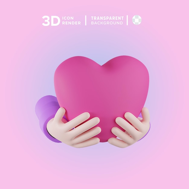 PSD traga a ilustração 3d do coração