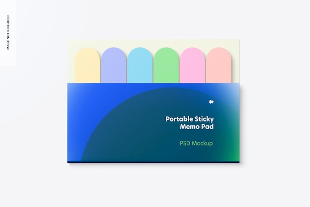 Tragbares sticky memo pad mockup, ansicht von oben