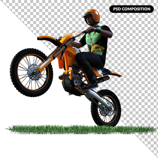 Trail moto rendu 3d isolé