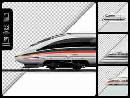 PSD un train à grande vitesse moderne isolé en profil sur un fond transparent