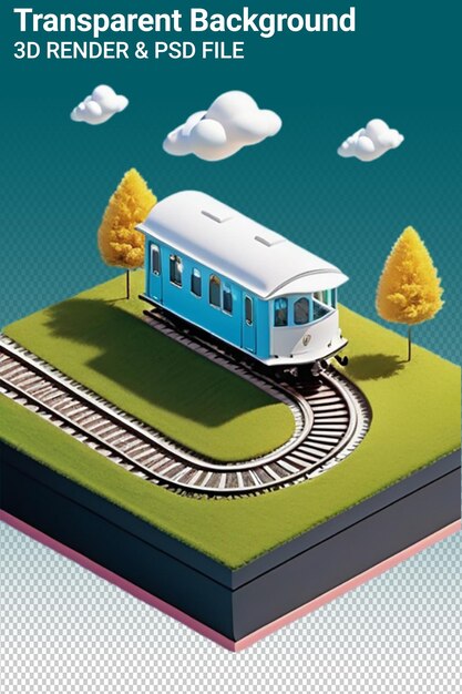 Le Train D'illustration Psd 3d Isolé Sur Un Fond Transparent