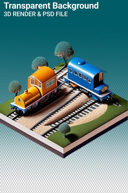 PSD le train d'illustration psd 3d isolé sur un fond transparent