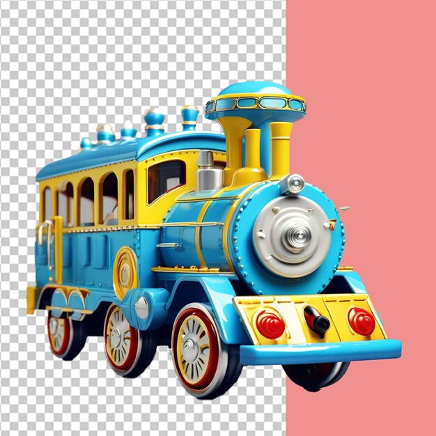 PSD train de jouets jaune et bleu gratuit pour le maquillage