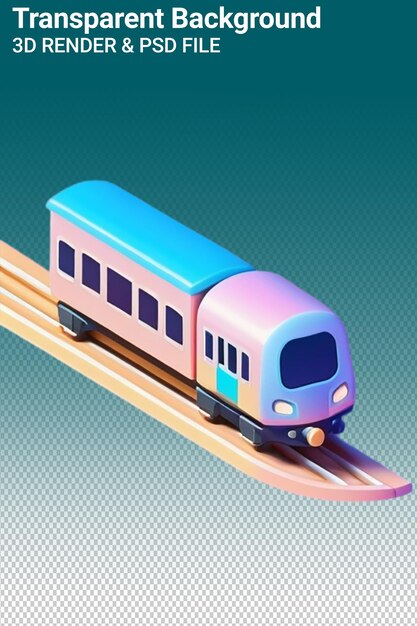 Un Train De Jouets Sur Une Voie Avec Un Train Bleu Et Rose Sur Le Dessus