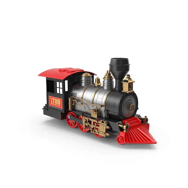 un train noir avec un toit rouge et un toit rouge