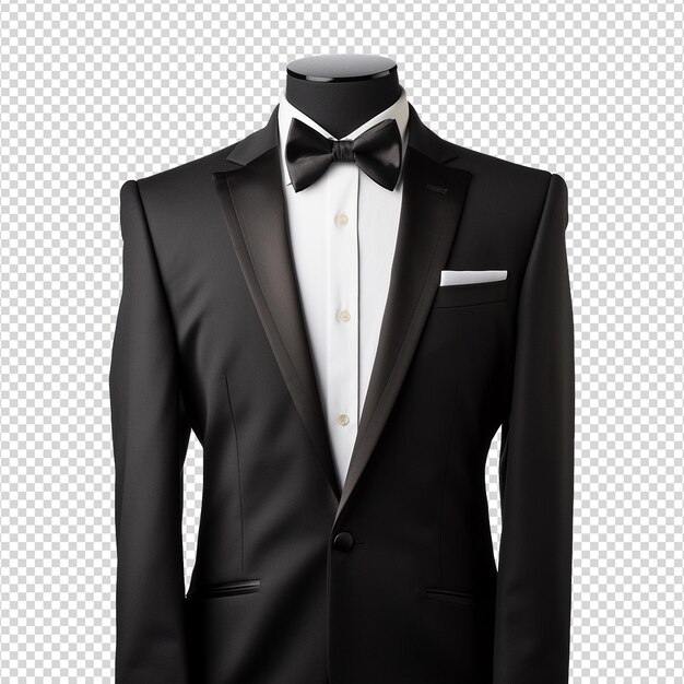 Traje de esmoquin en fondo transparente generativo ai