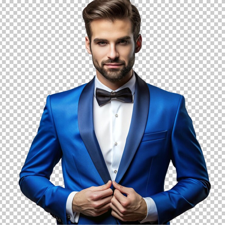 PSD el traje de tuxedo azul.