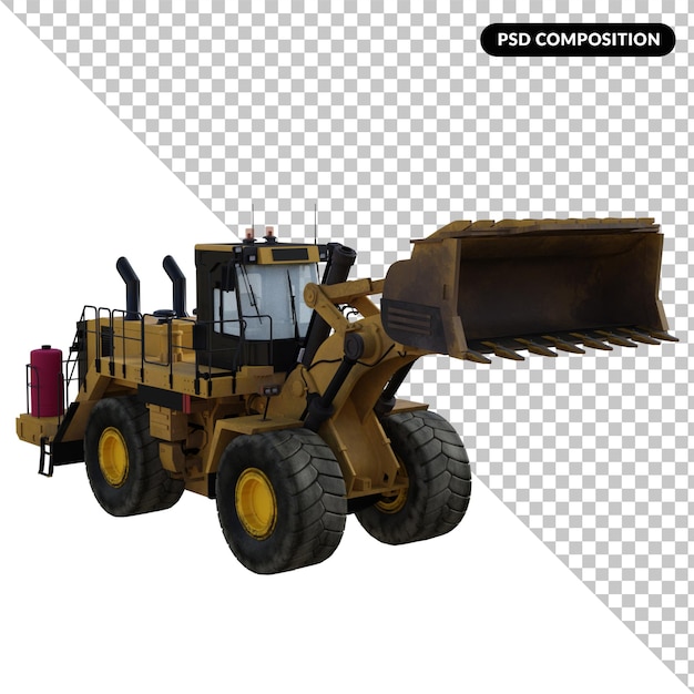 Traktor Engineering Fahrzeug isoliert 3D-Rendering