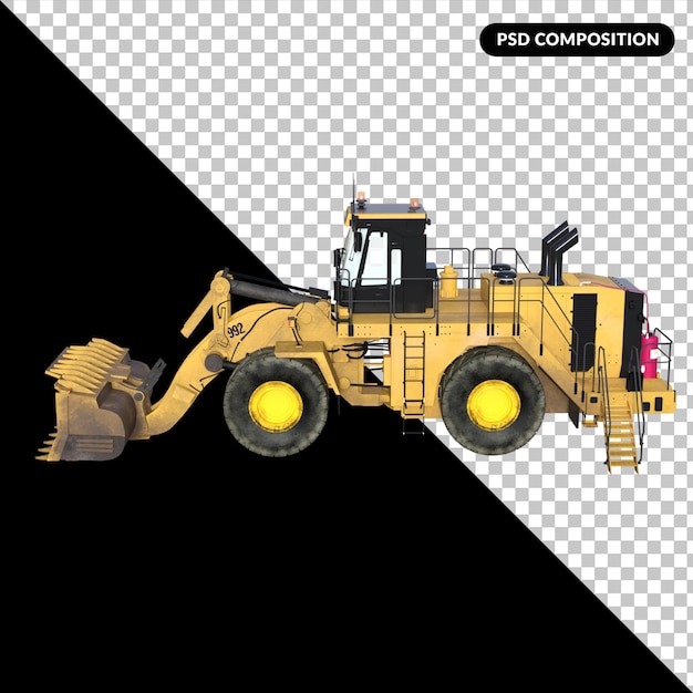 Traktor Engineering Fahrzeug isoliert 3D-Rendering