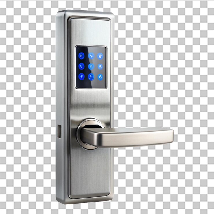 PSD tranca de porta biométrica isolada em fundo transparente