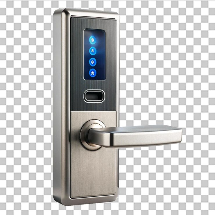 PSD tranca de porta biométrica isolada em fundo transparente