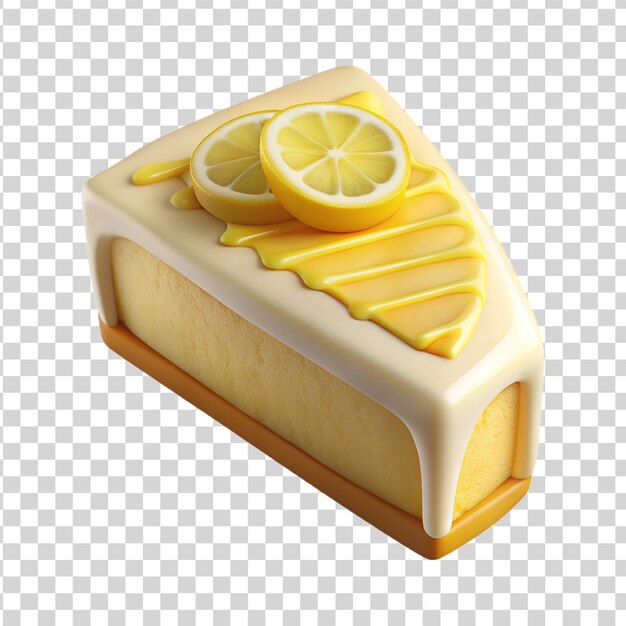 PSD une tranche de gâteau au citron 3d isolée sur un fond transparent