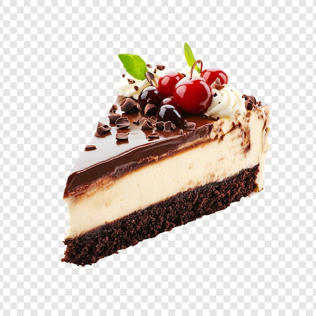 Une tranche de gâteau gourmet avec du chocolat et du glaçage crémeux