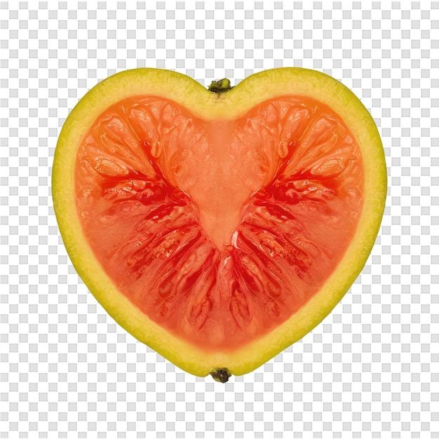 PSD une tranche de melon en forme de cœur avec la forme d'un cœur