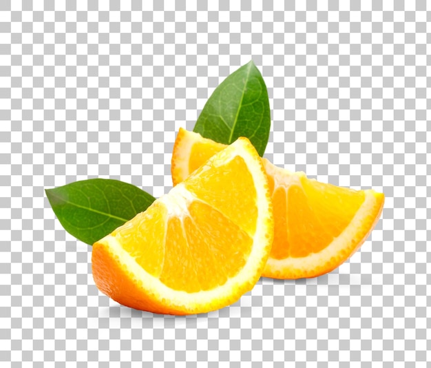 PSD une tranche d'orange fraîche avec des feuilles d'oranges sur le bureau un délice tropical organique sain et juteux png transparence avec ombre