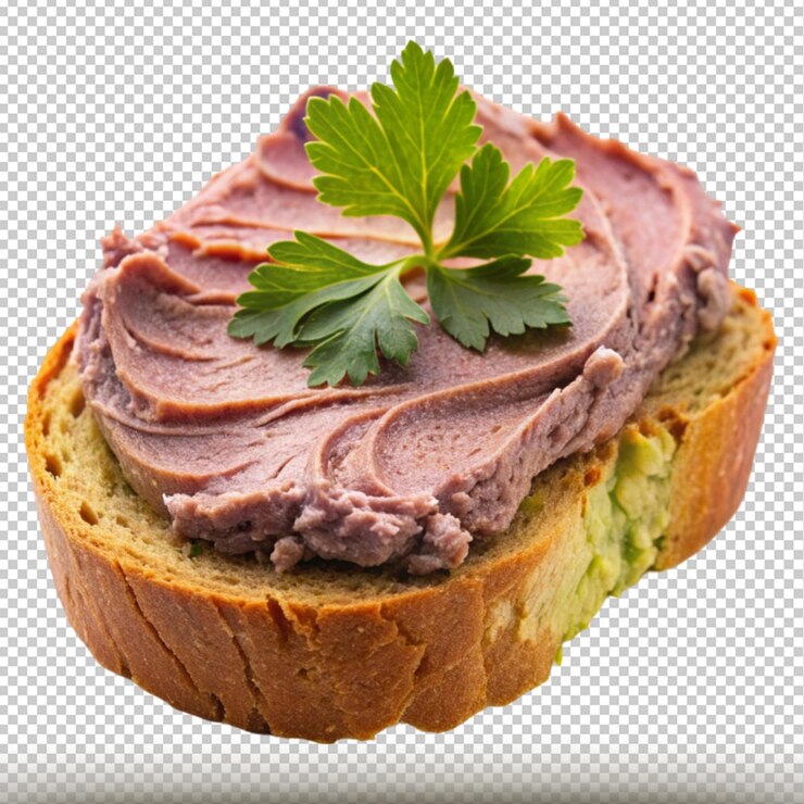PSD tranche de pain avec pâte de foie isolée sur fond transparent