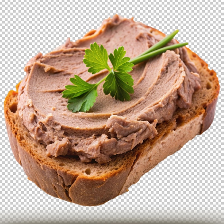 PSD tranche de pain avec pâte de foie isolée sur fond transparent