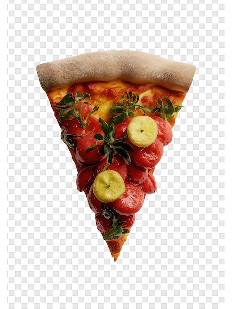 PSD une tranche de pizza avec des fraises et une tranche de pizza