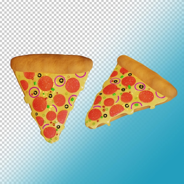 PSD tranche de pizza stylisée 3d sur fond transparent