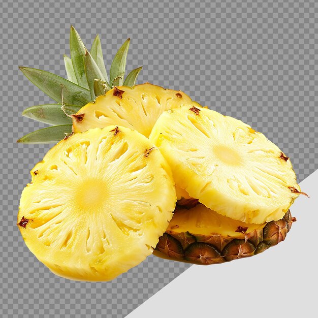 PSD des tranches d'ananas isolées sur un fond transparent.