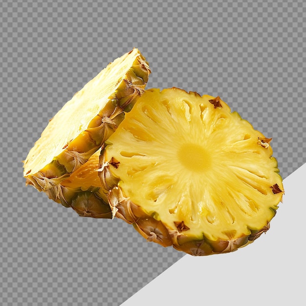 PSD des tranches d'ananas isolées sur un fond transparent.