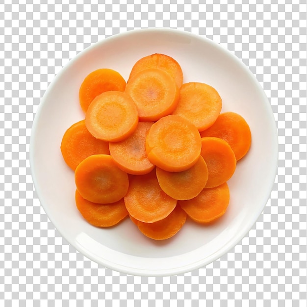 PSD tranches de carottes sur plaque blanche isolées sur un fond transparent