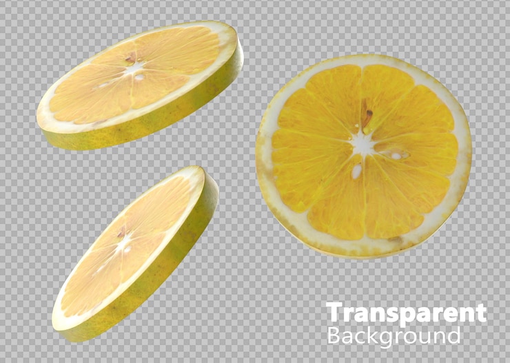 PSD des tranches de citron sur un fond transparent