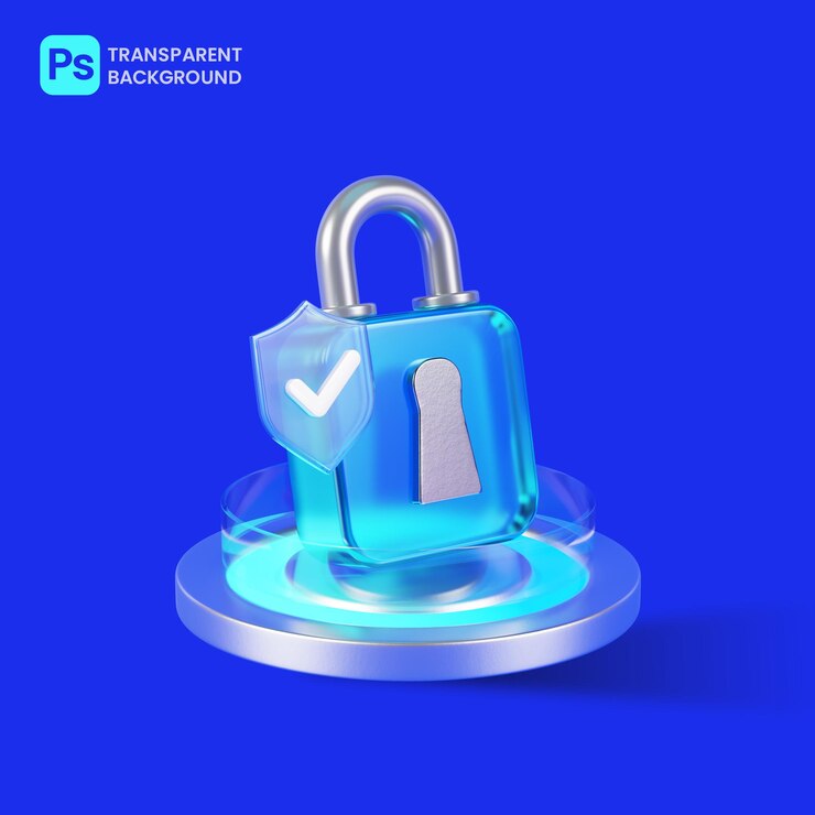 PSD tranco de vidro azul com verificação de sinais de segurança