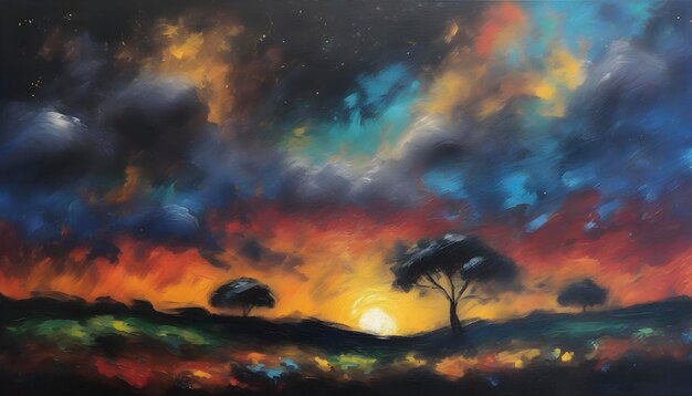 PSD a tranquil african landscape abstract art