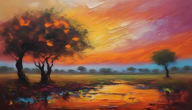 PSD a tranquil african landscape abstract art