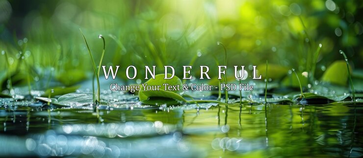 PSD tranquil pond with green foliage