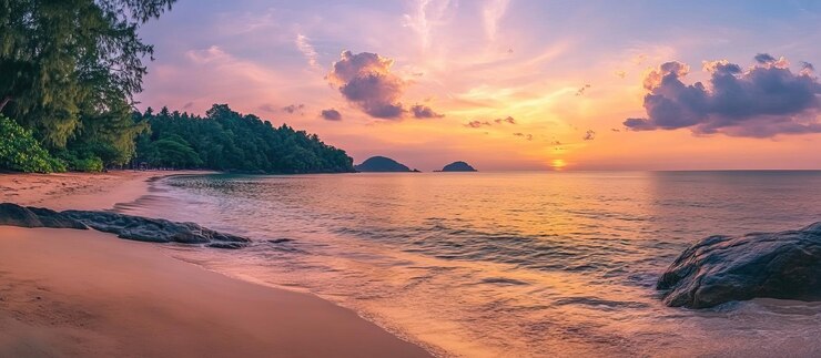 Tranquil Sunset Over a Tropical Beach