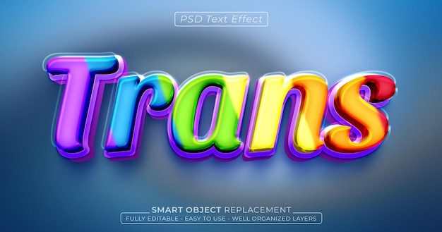 trans colorful glossy editable 3d style text effect