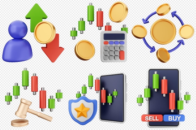 transacción de dinero 3d transacción de finanzas icono de moneda conjunto ilustración de paquete