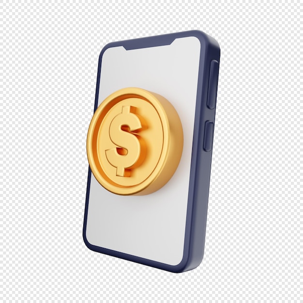 Transacción de pago de oro de moneda de dólar de dinero 3D