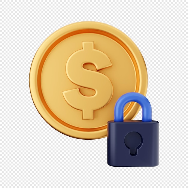 Transacción de pago de oro de moneda de dólar de dinero 3D