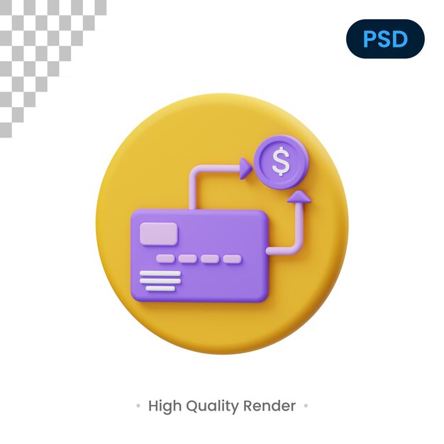 Transazione 3D Render Illustrazione Psd Premium