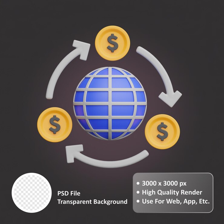PSD transferencia de dinero 3d objeto realista diseño vector icono ilustración