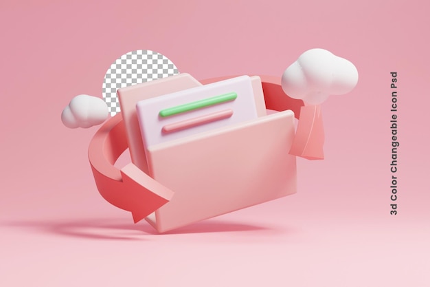 transfert de fichiers 3d ou transfert de documents 3d ou icône de concept d'envoi
