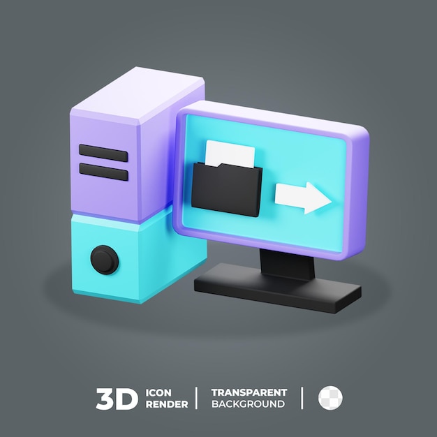 Transfert de fichiers réseau d'icônes 3D