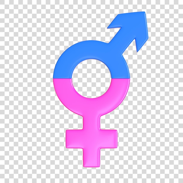 PSD transgender symbol isoliert auf weißem hintergrund 3d-render-illustration